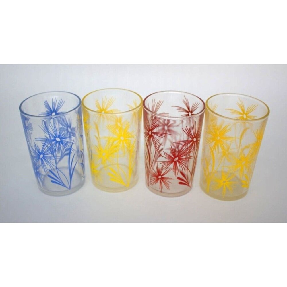 VIntage Set of 4 SWANKY SWIGS by Kraft Cornflower Glasses